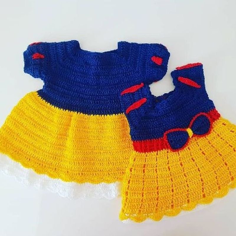 Vestido de Crochê Infantil Branca de Neve