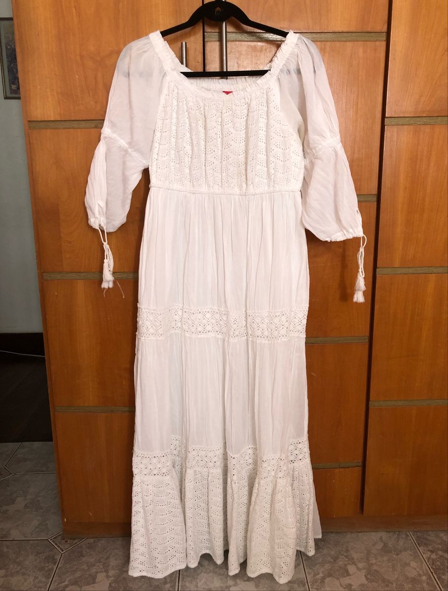 Vestido Branco Camponesa | Vestido Feminino Usado 44201535 | enjoei