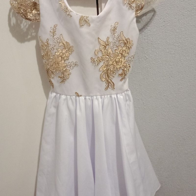 Vestido branco com dourado 2024 infantil