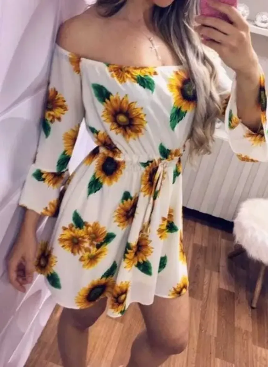 vestido estampa de girassol