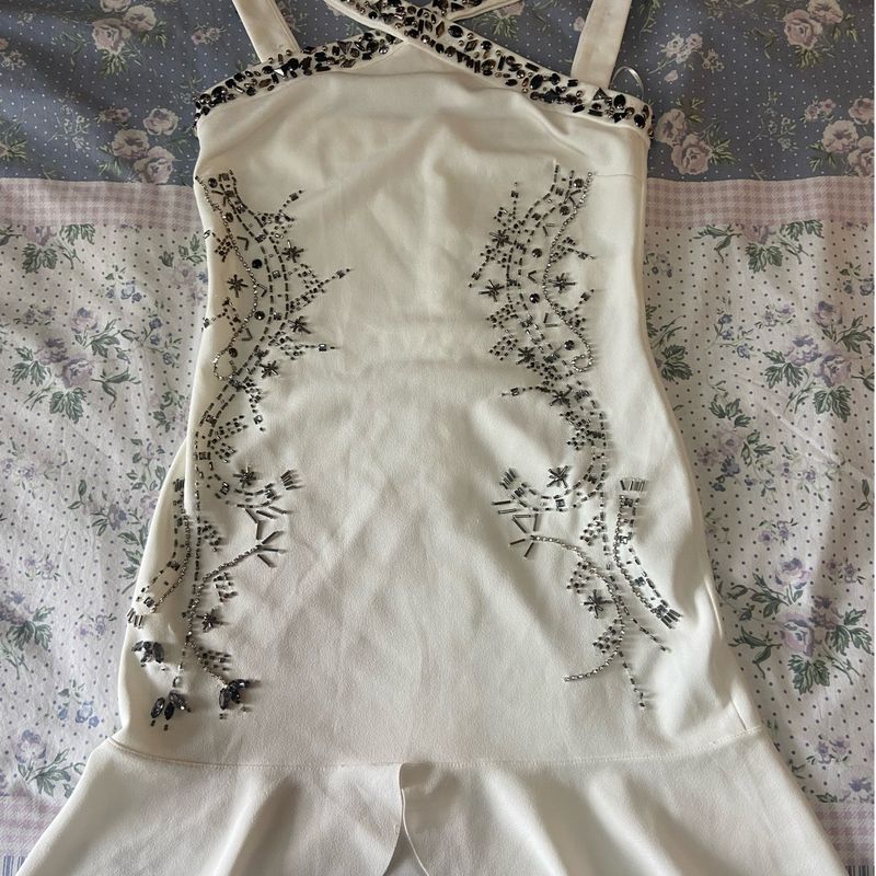 Vestido Branco com Pedras Canal Canal Usado 110654262 enjoei