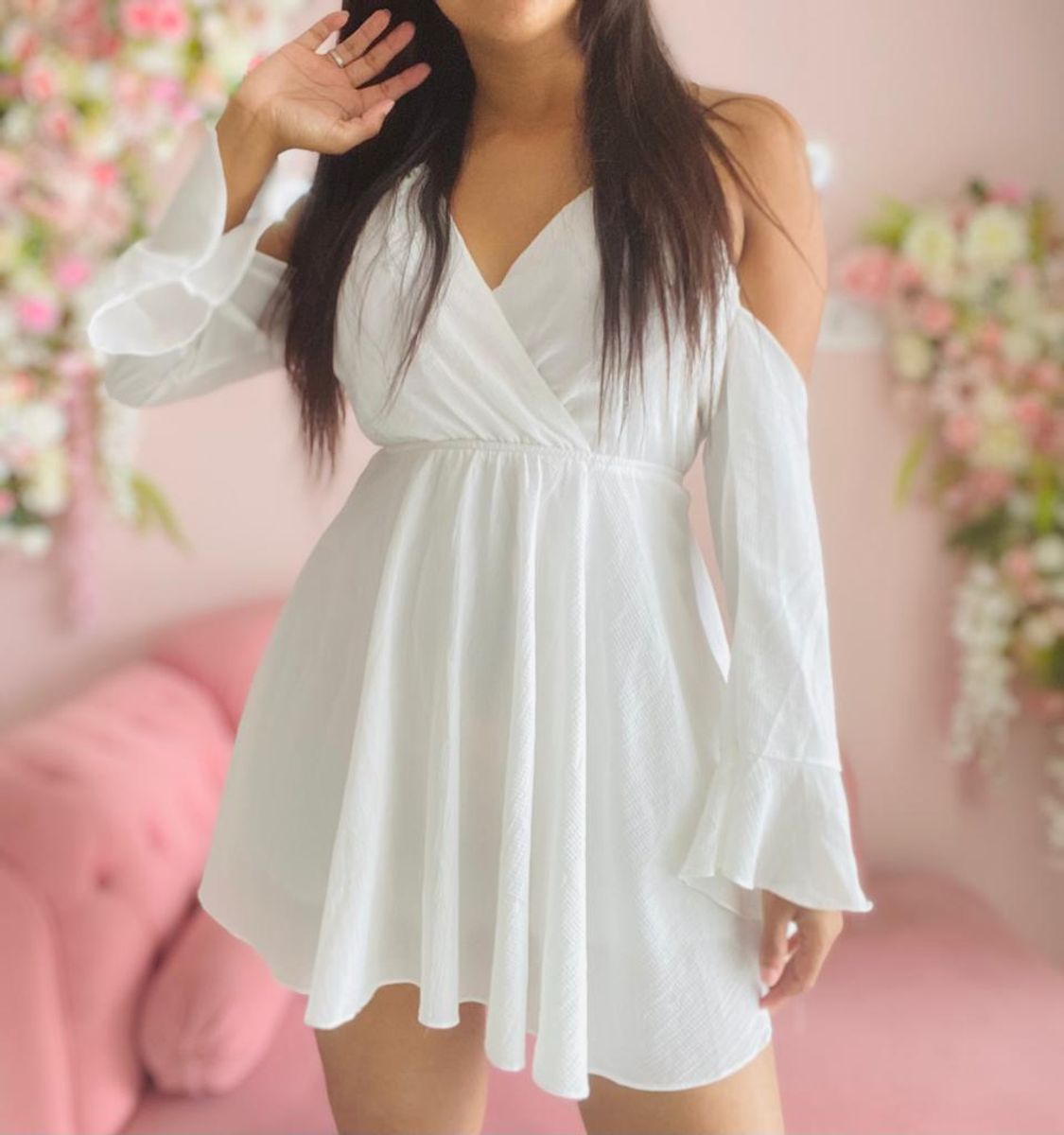 Vestido branco hot sale curto soltinho