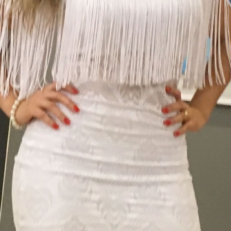 Vestido branco cheap de franja