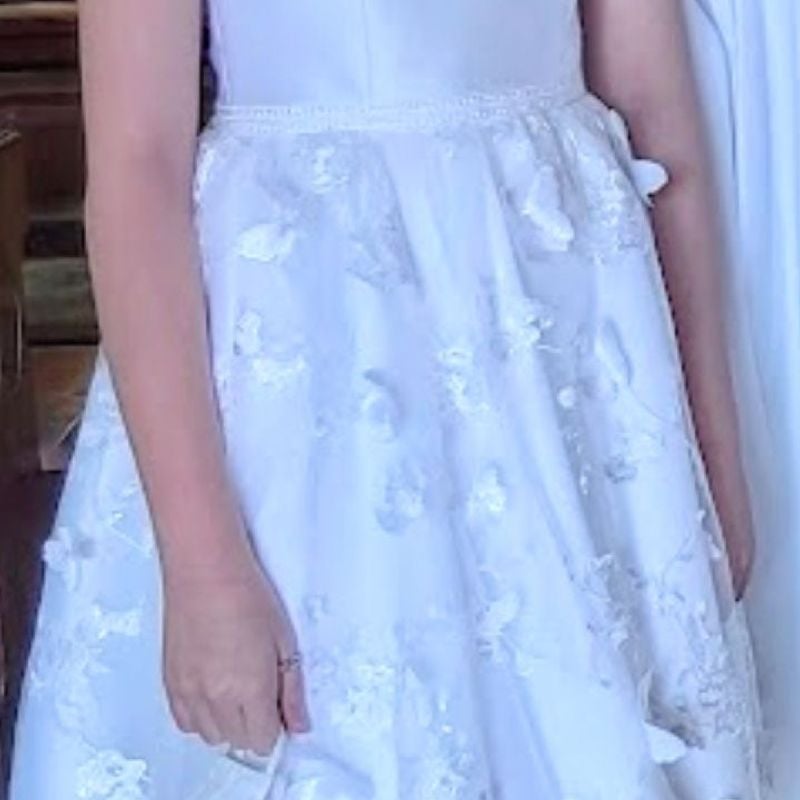 Vestido Branco de Zibeline e Renda, Ideal P Crisma e Primeira