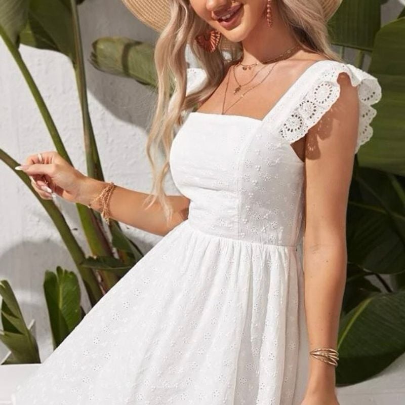 Shein Vestido De Lese Feminino Vestido Branco Em Lese Shein Usado
