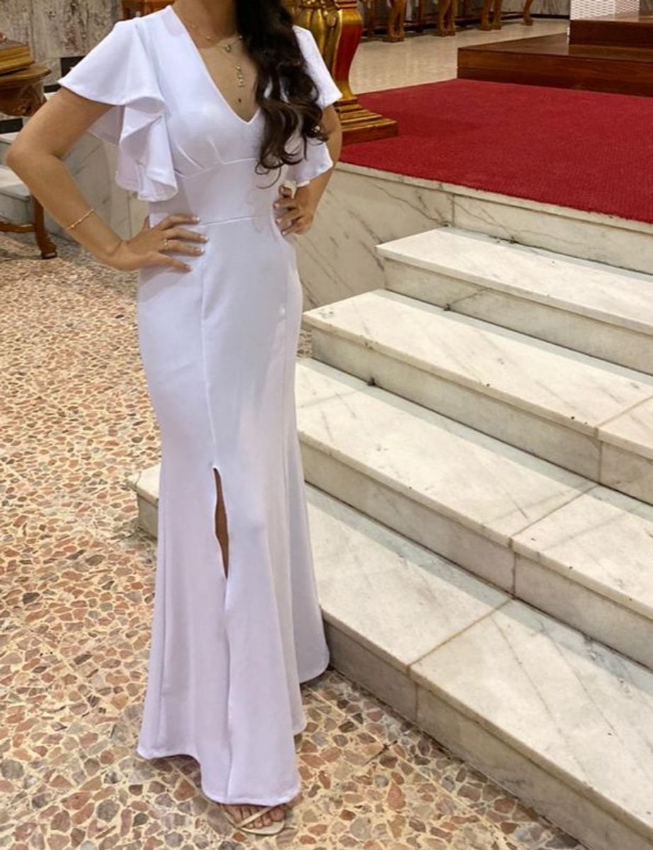 vestido longo branco para formatura