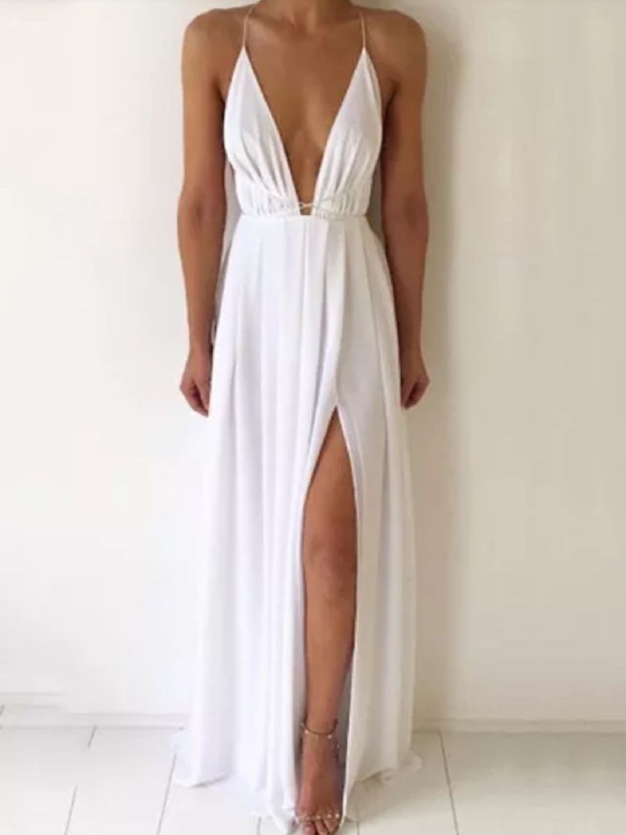 vestido branco longo simples