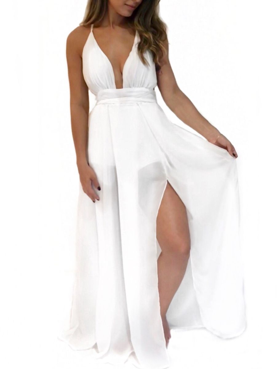 vestido branco com fenda na frente