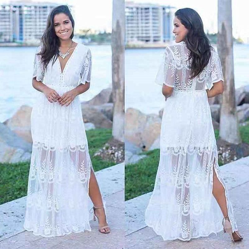 Vestido branco best sale longo praia