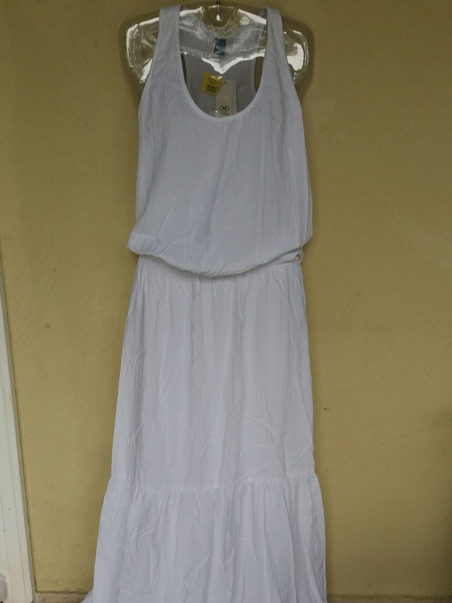 vestido branco longo hering