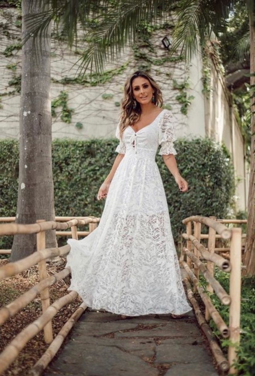 vestido branco longo com manga