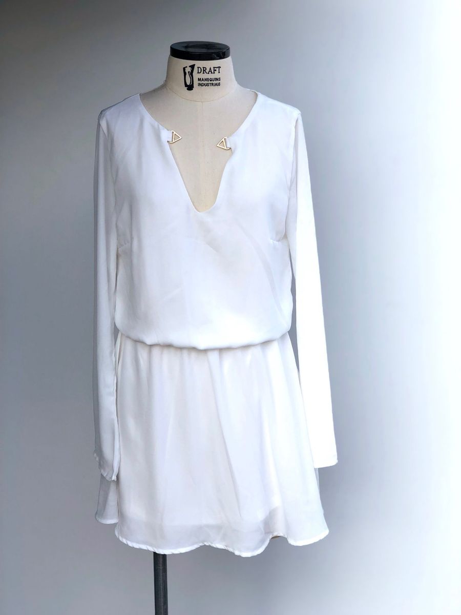 vestido branco manga longa dimy - vestidos dimy