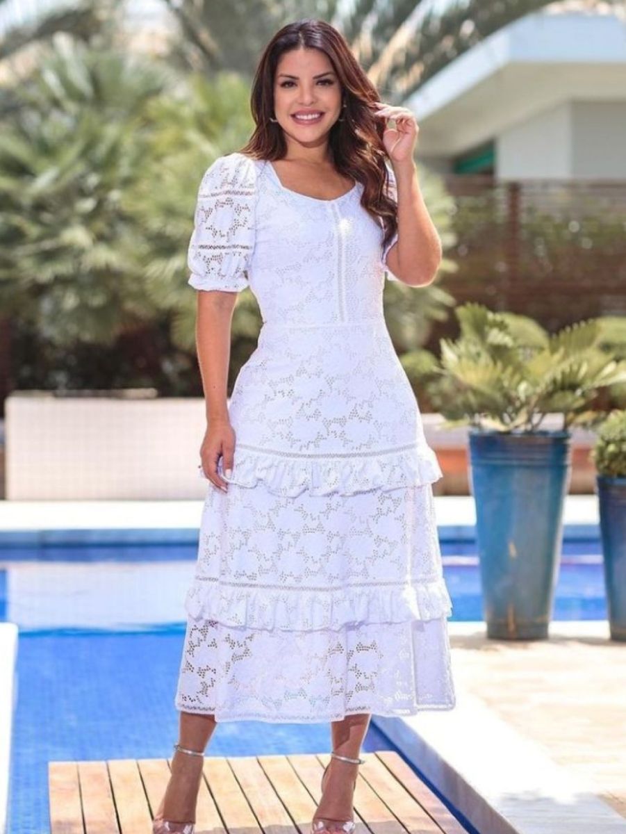 Vestido store branco médio