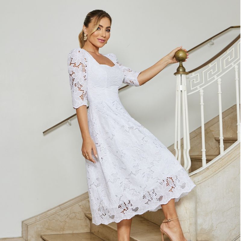 Vestido midi best sale gode branco