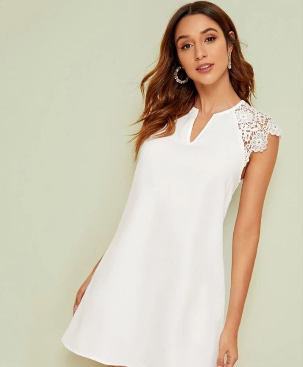 vestido branco reto