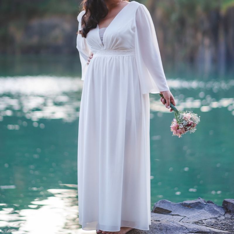 Vestido branco para ensaio best sale de casamento