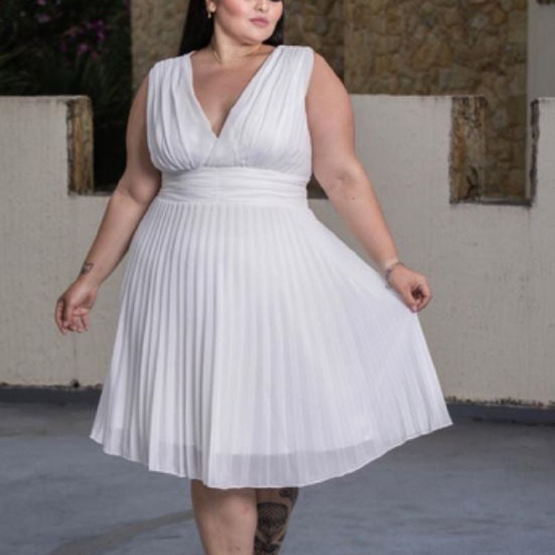 Vestido de festa 2024 branco plus size