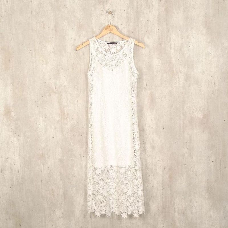 Vestido Branco Renda Zara Vestido Feminino Zara Usado 80483900 enjoei