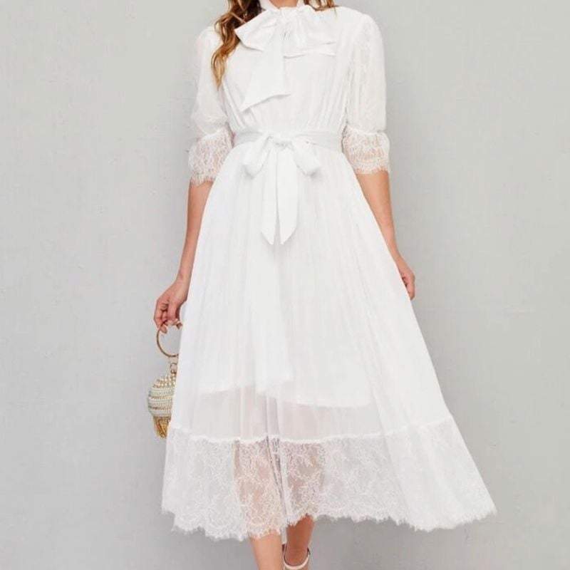 Vestido branco hot sale romantico