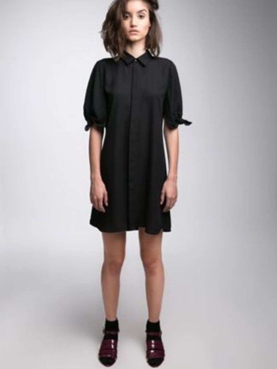 vestido camisa preto