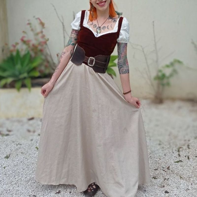Vestido Camponesa Medieval Feito A Mao Usado 111360260 enjoei