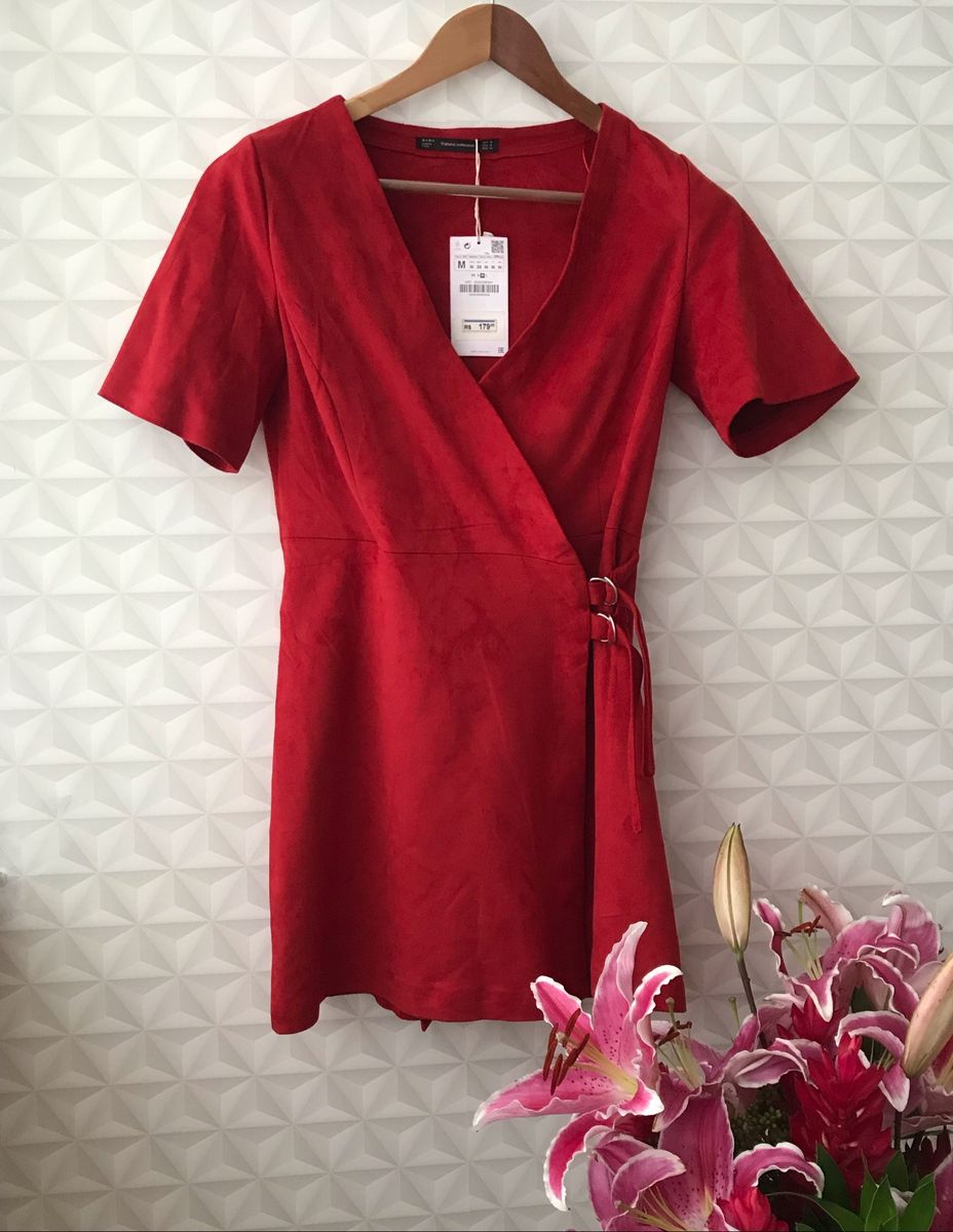 vestido camurça vermelho