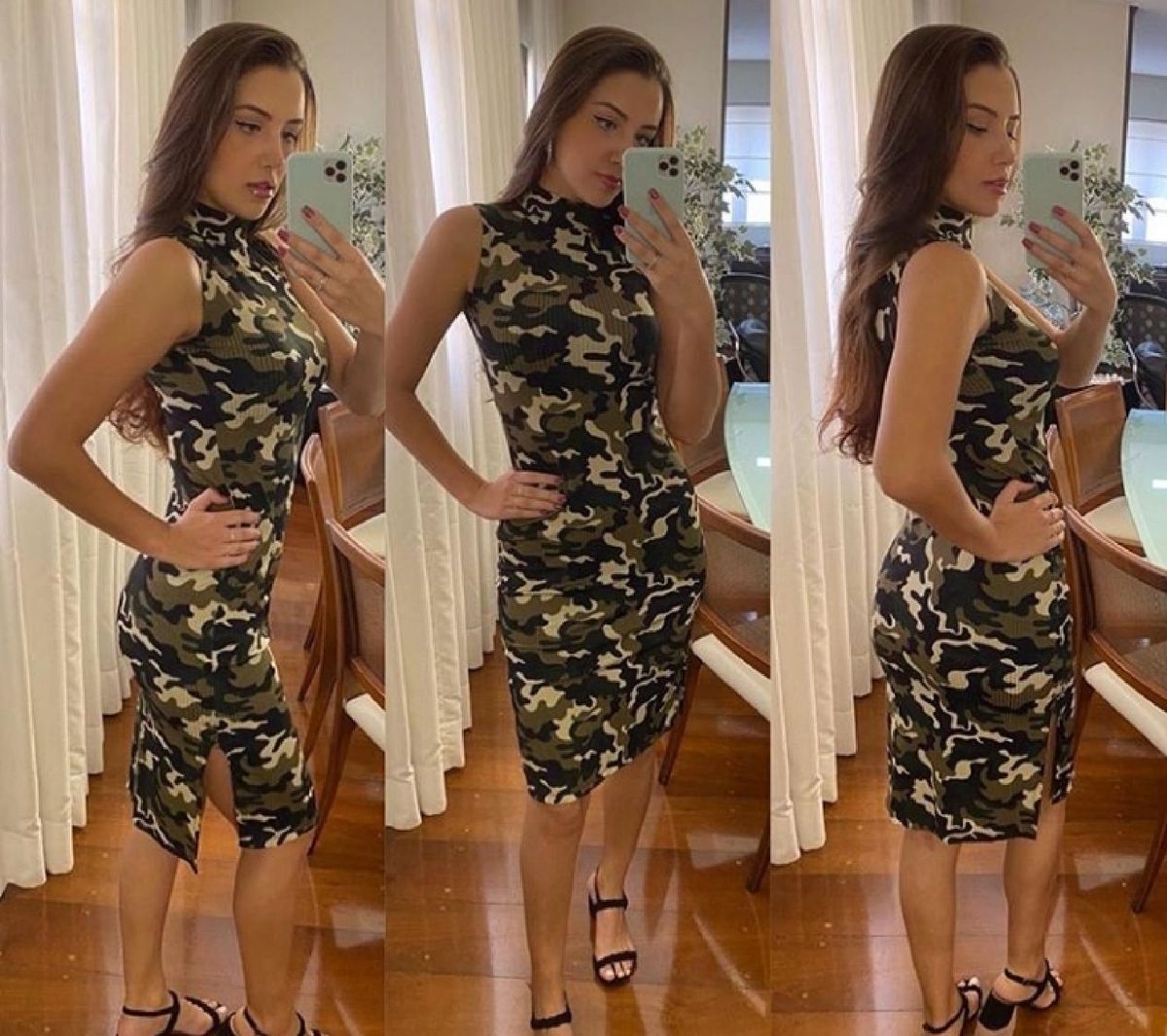 vestido camuflado feminino