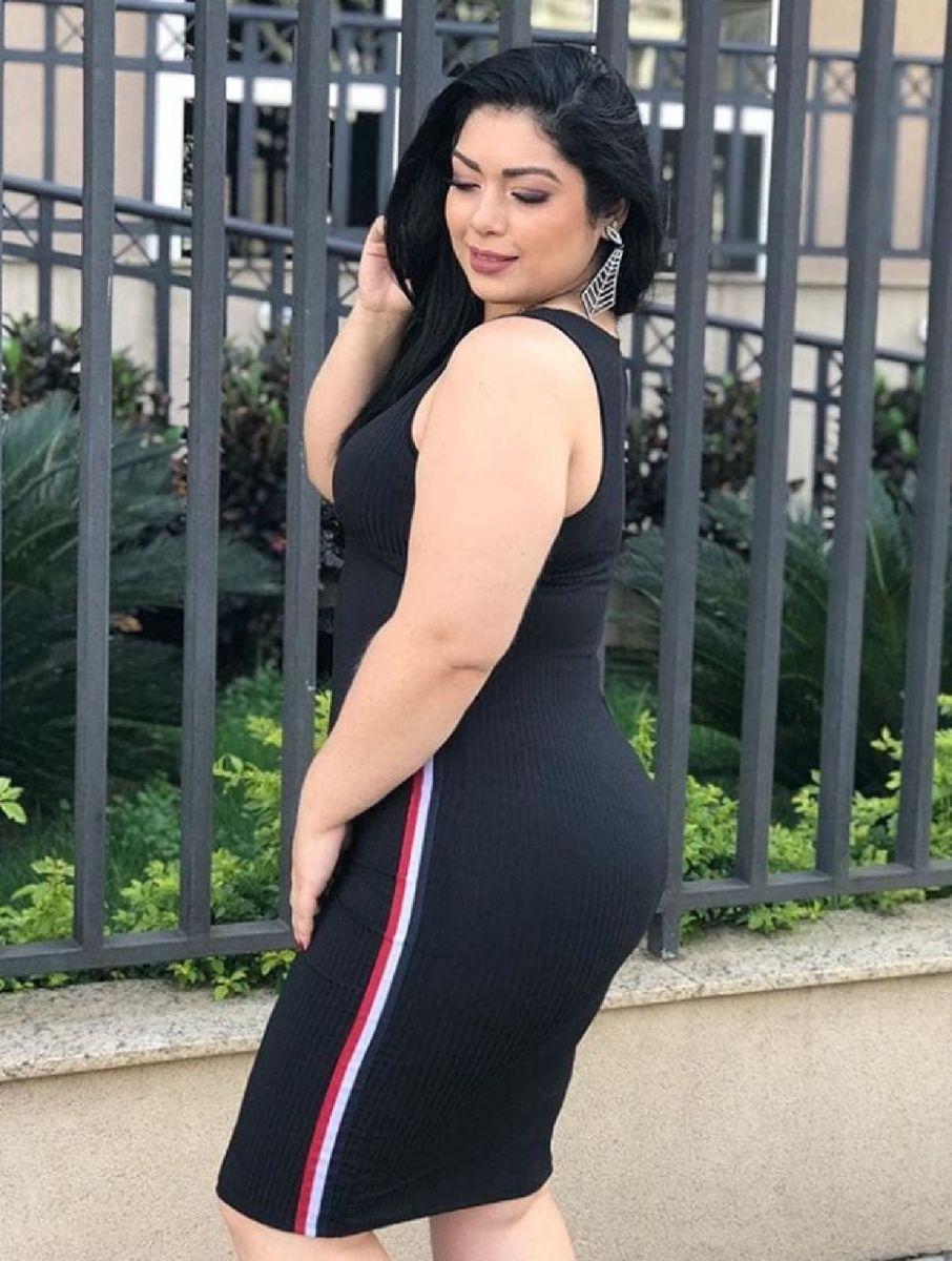 vestido plus size canelado