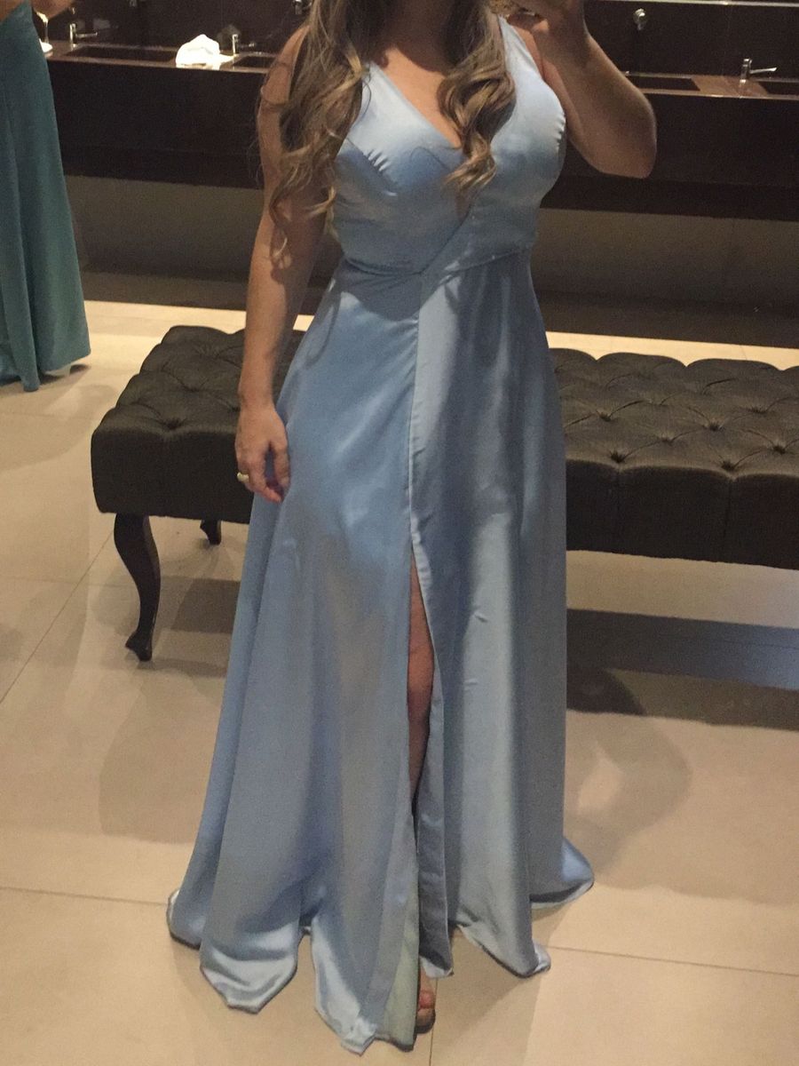 vestido cetim azul