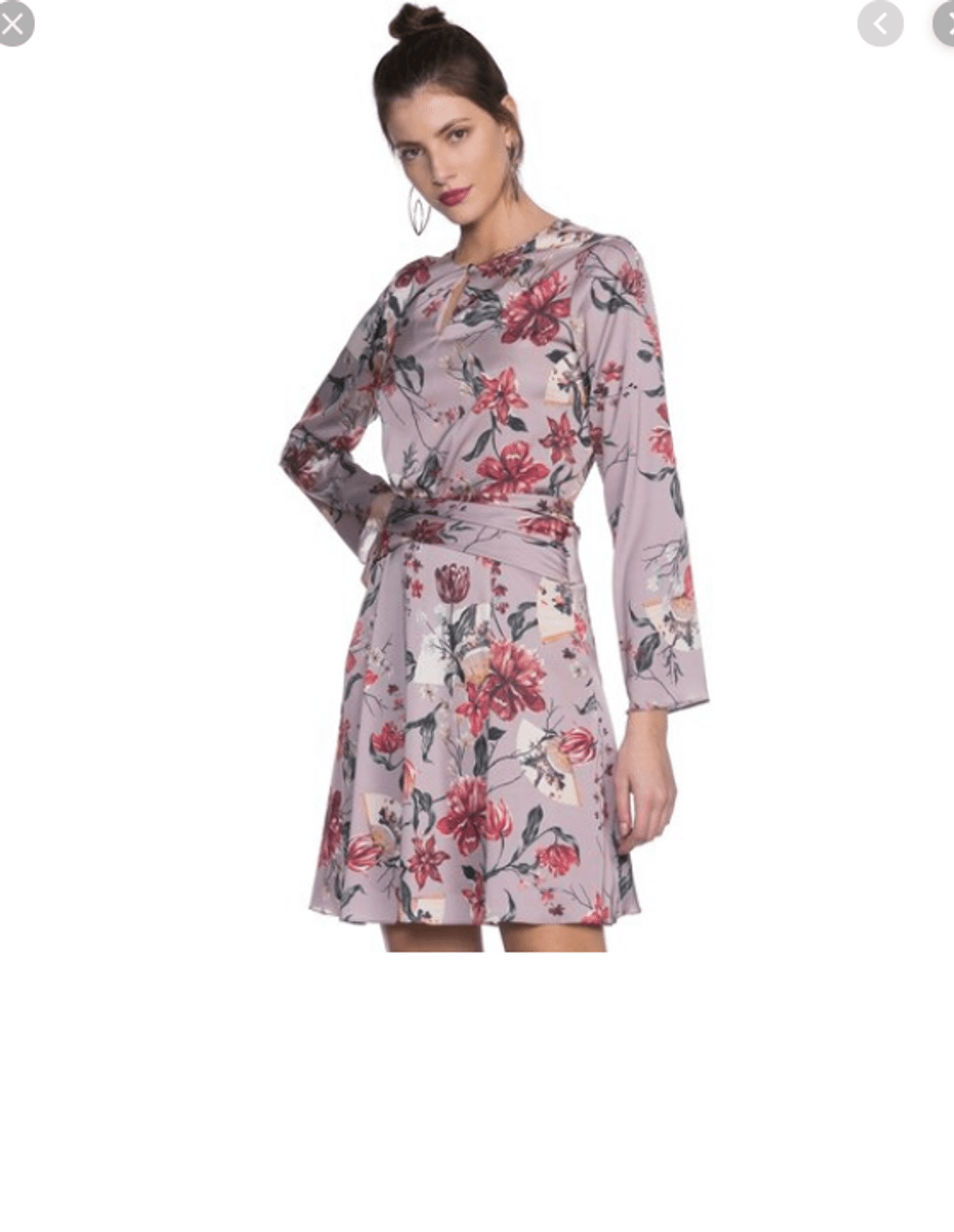 vestido cetim estampado