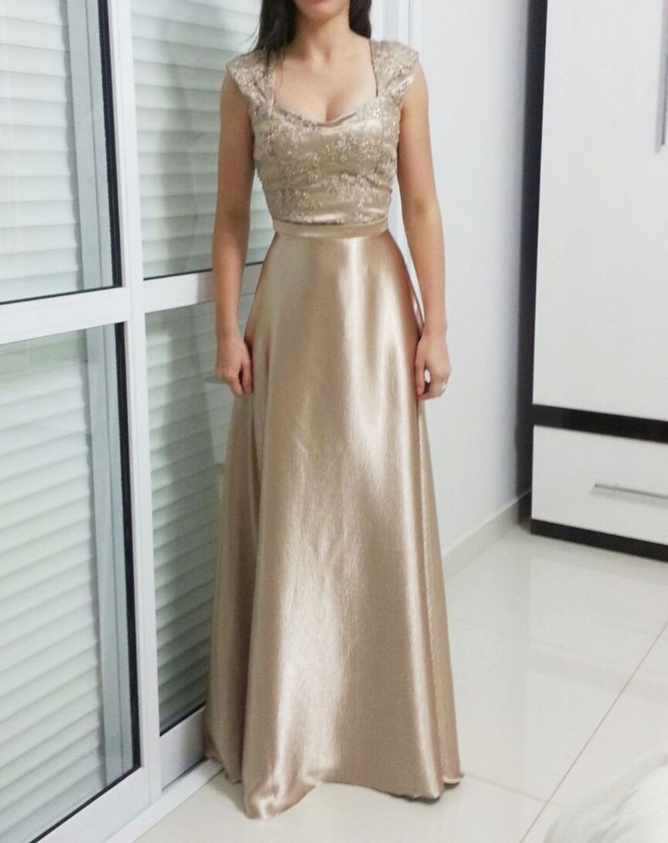 vestido de festa longo decote princesa