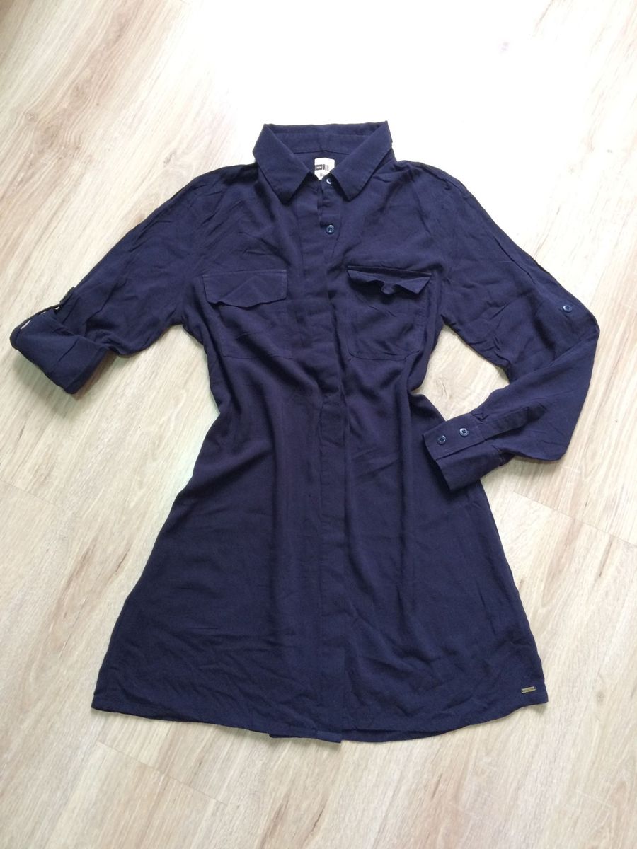 vestido chemise azul marinho