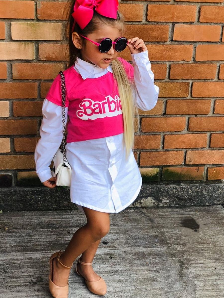 Conjunto Barbie Infantil Menina Moda Blogueirinha Roupas Top