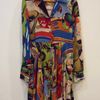 vestido chemise evasê seda pura da neon m estampa brasilidade brasil tropical - chemise neon 