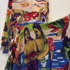 vestido chemise evasê seda pura da neon m estampa brasilidade brasil tropical - chemise neon 