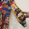 vestido chemise evasê seda pura da neon m estampa brasilidade brasil tropical - chemise neon 
