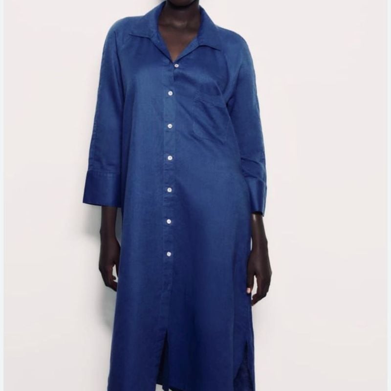 Vestido Chemise Linho Zara Vestido Feminino Zara Usado 106267293 enjoei