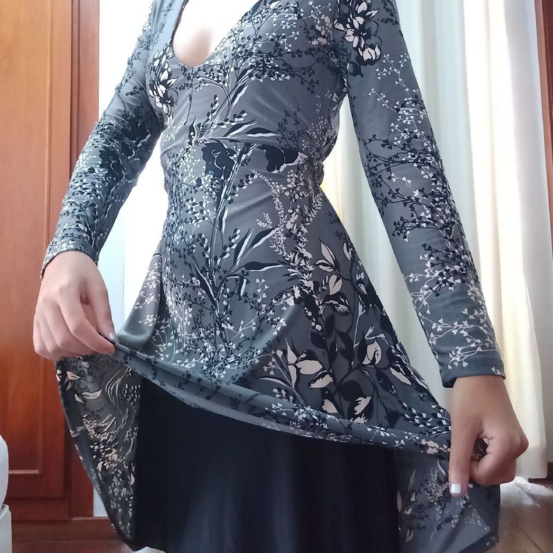 Vestido store cinza azulado