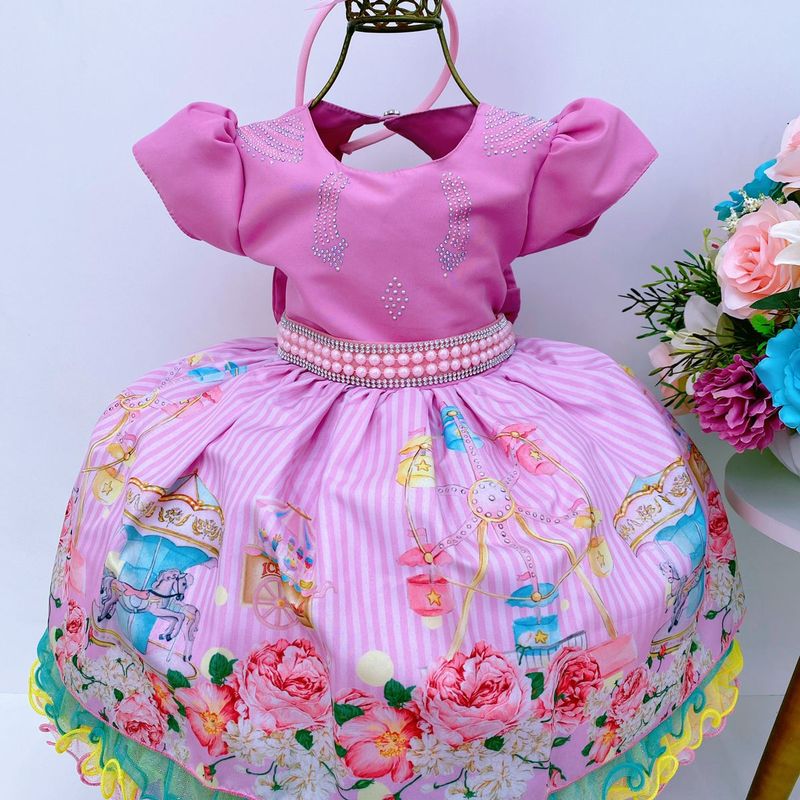 Vestido Festa Infantil Floral Luxo - Louyse Rodrigues