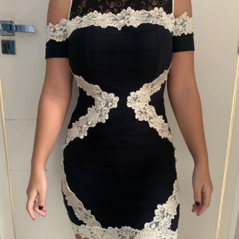 Vestido colado com renda cheap