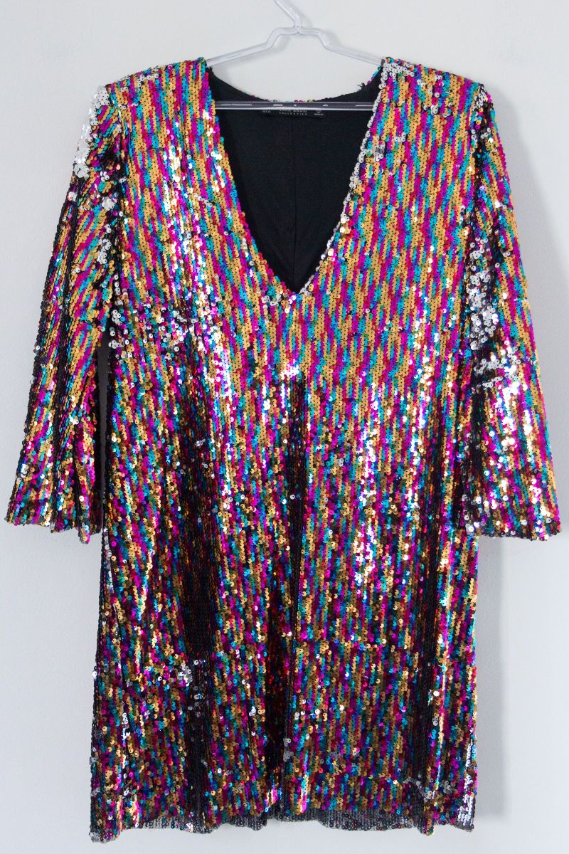 vestido lantejoulas zara