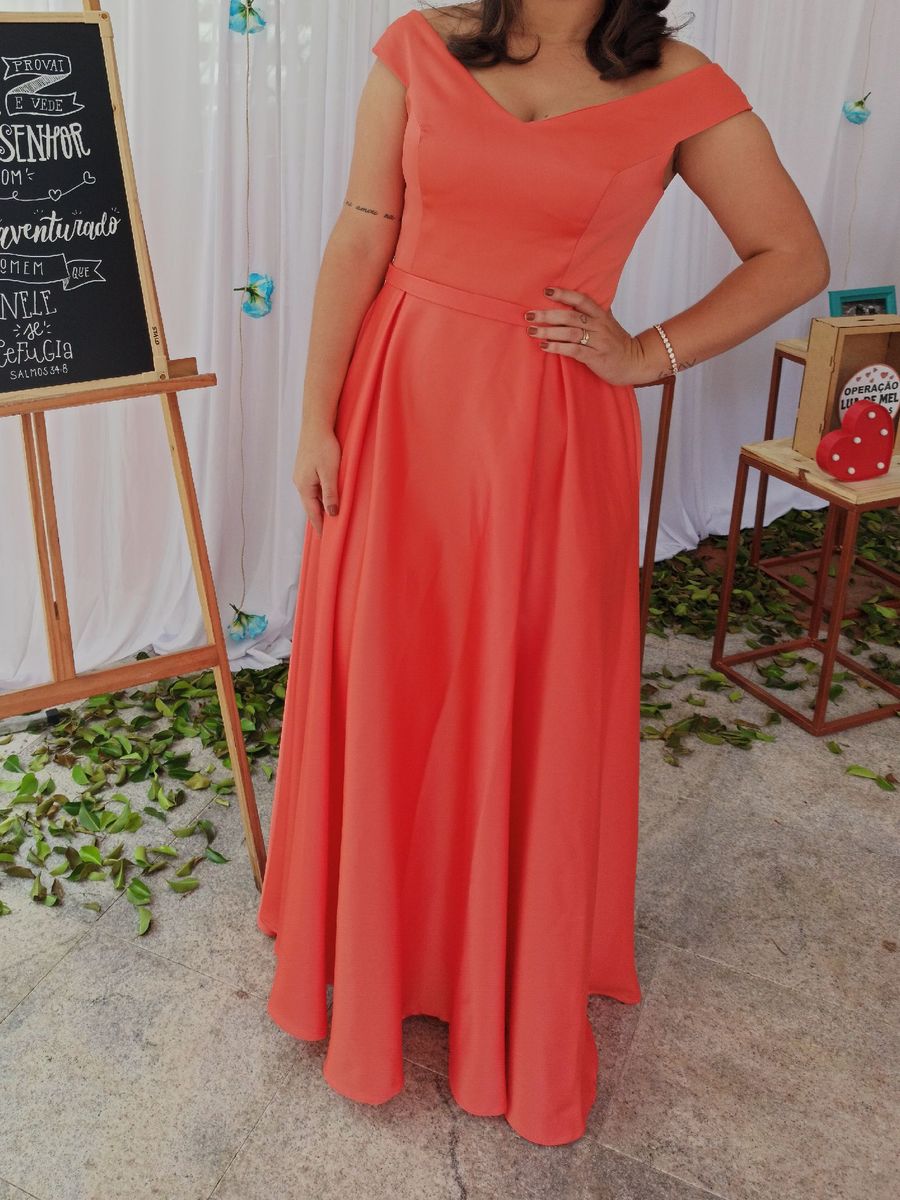 vestido coral madrinha