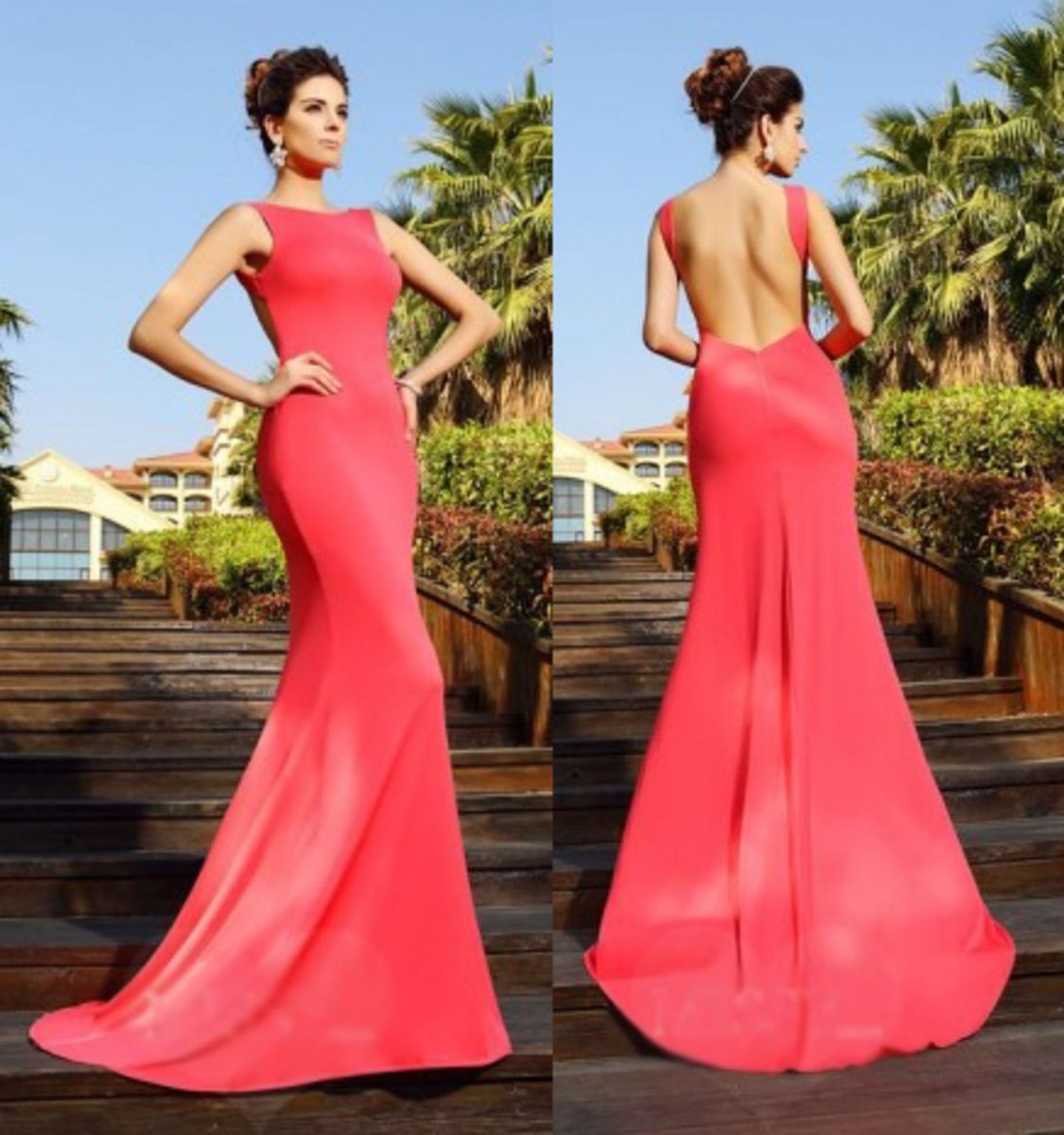 vestido sereia coral