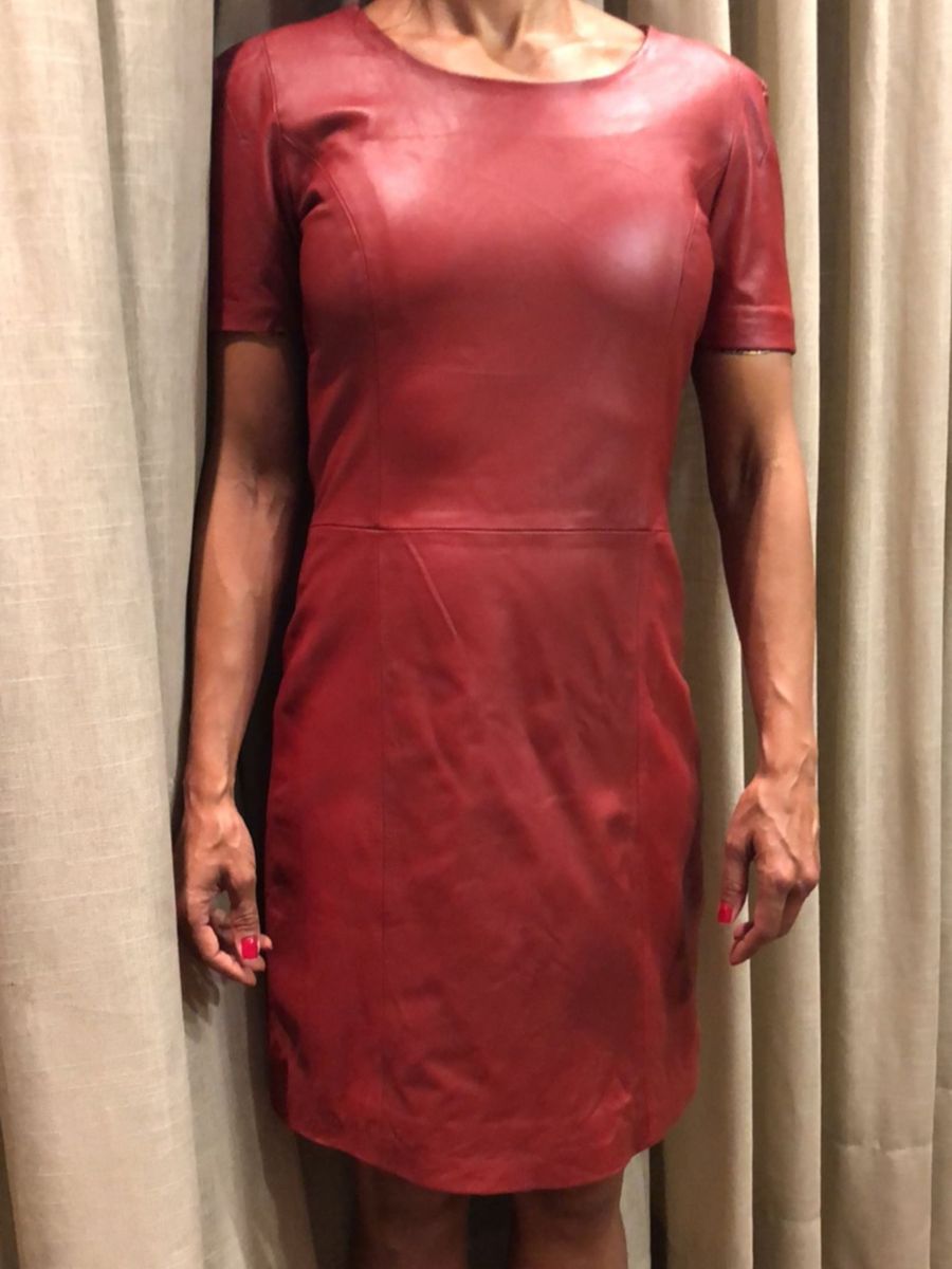 vestido de couro vermelho animale