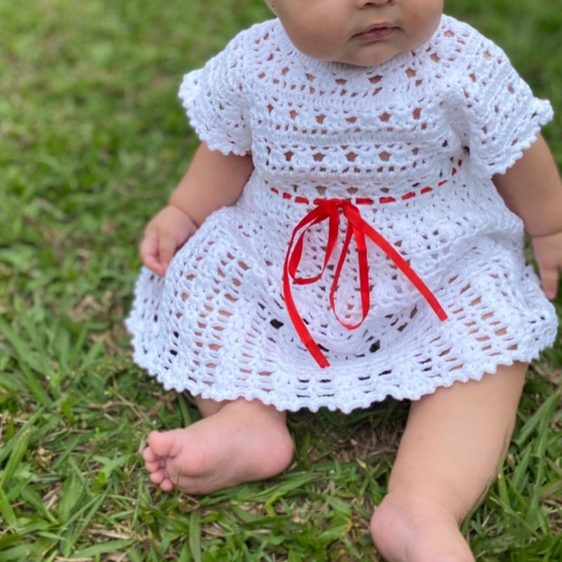 Vestido de store croche infantil branco