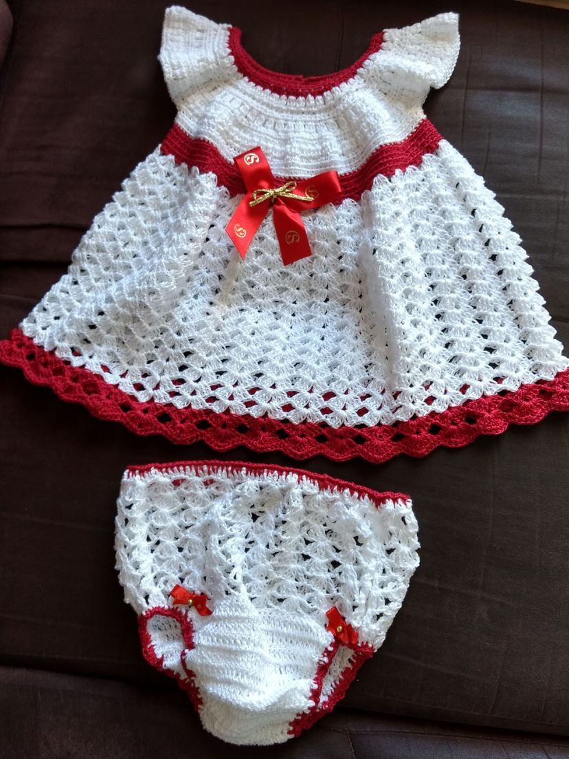 Vestidinho em Crochê Princesa 1 a 3 meses passo a passo Prof. Simone  Eleotério 