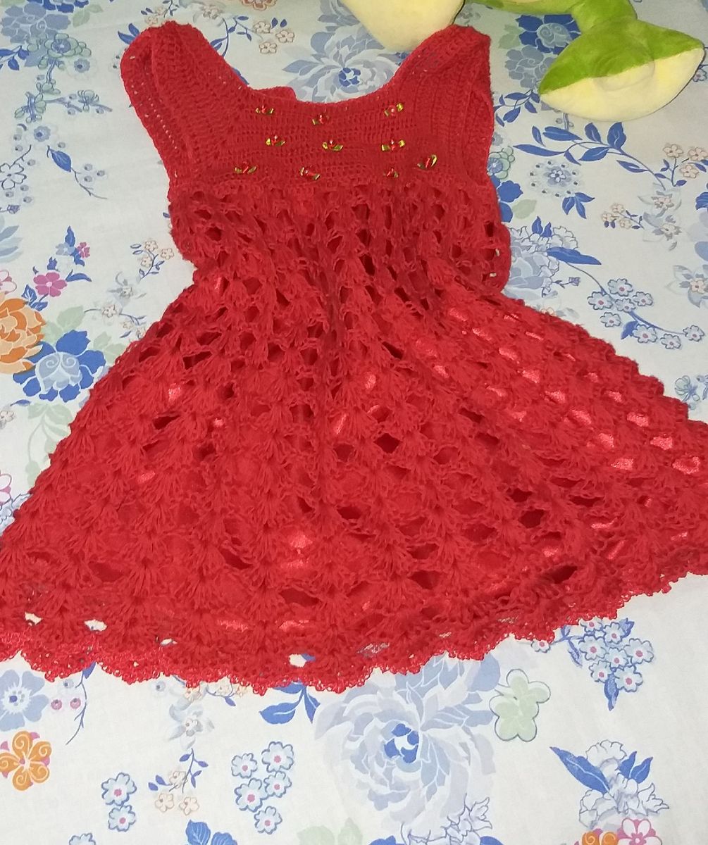 vestido de crochê de menina