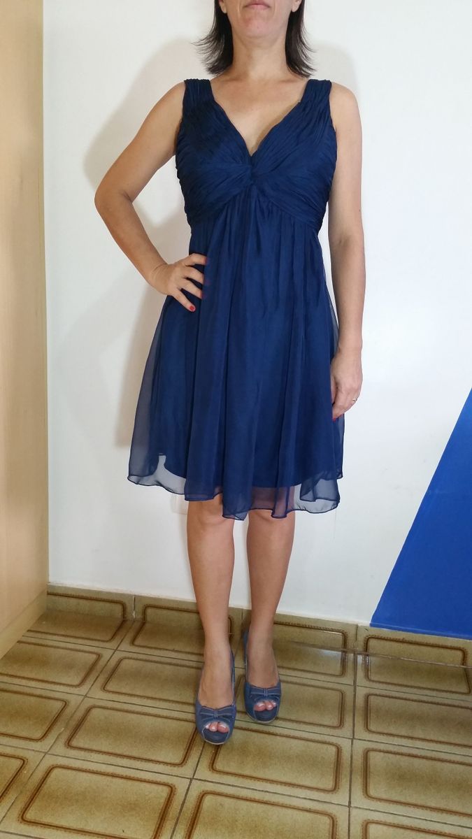 vestido curto azul marinho
