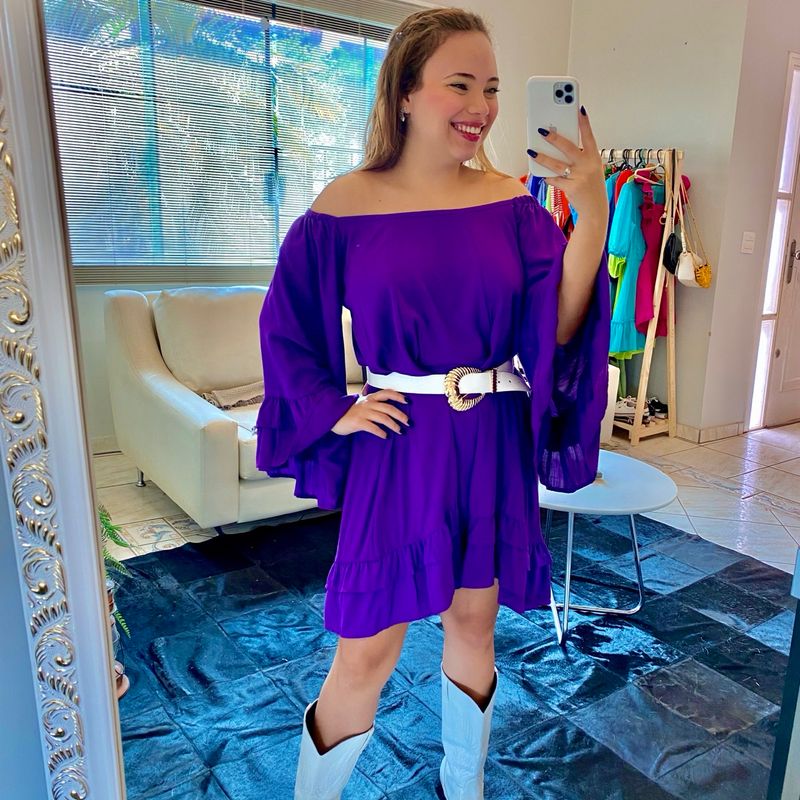 Vestido Curto Bata Roxo, Vestido Feminino Nunca Usado 95462451