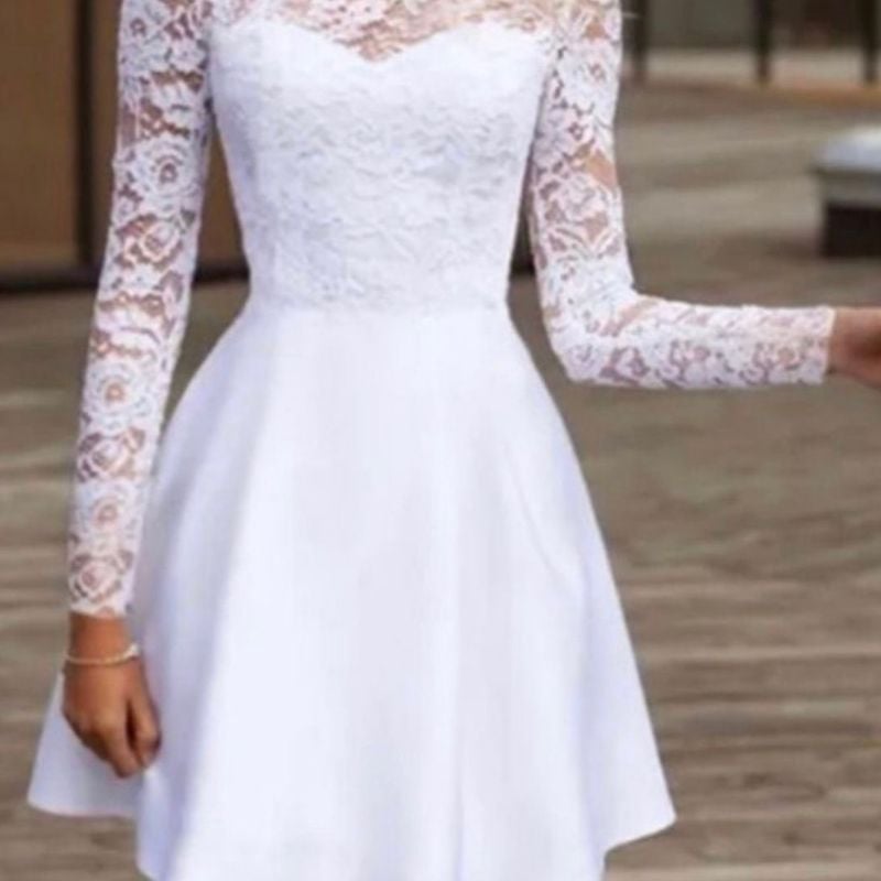 Vestido curto para casamento hot sale branco